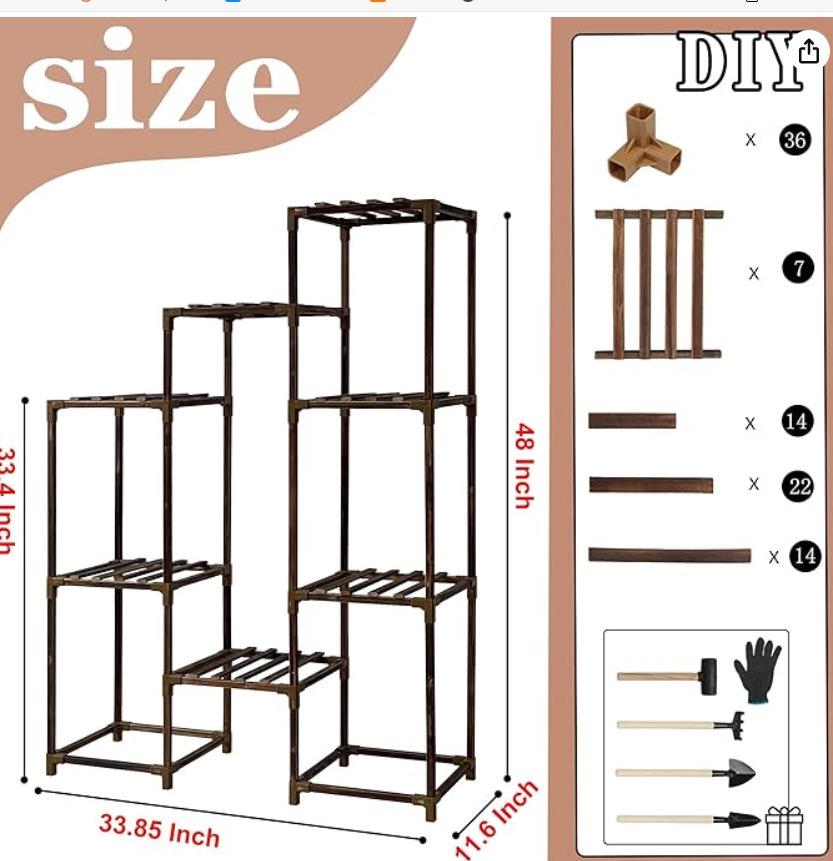 INS Antiseptic Wood Plant Stand: Movable Flower & Succulent Rack for Indoor/Outdoor Use