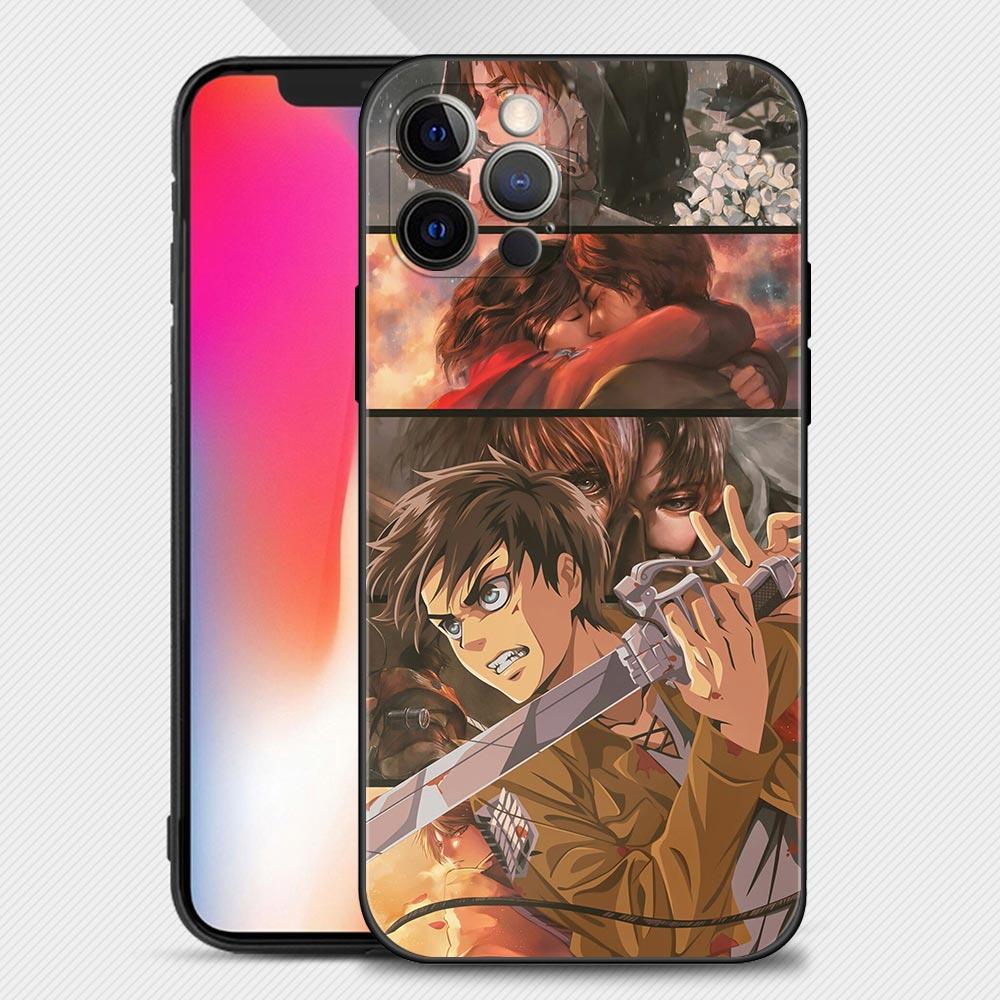 Custodia Per Apple iPhone 13 12 11 Pro Max 13 12 Mini XS Max XR X 7 8 Plus 6 6S SE 2020 Cover Guscio in Silicone L'attacco dei Giganti