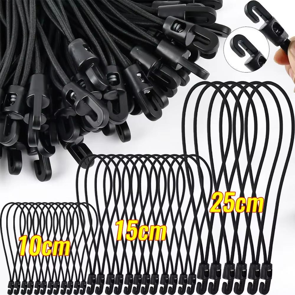 10Pcs Black High Elasticity Expander with Hooks Rubber Tensioner  Camping Tarpaulin
