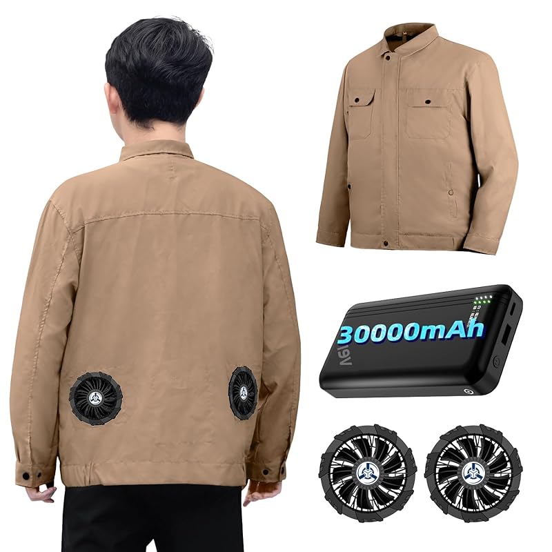 

[Sumeriy] air conditioning work clothes long sleeve With 30000mAh battery Work clothes with fan 3D circulating air blower 4-stage air volume