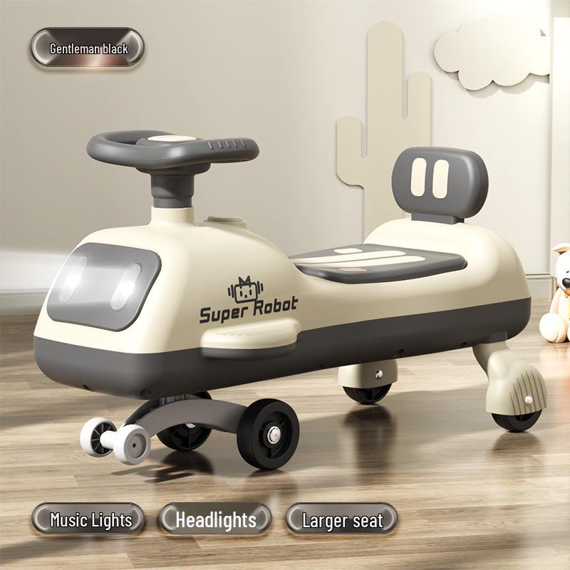 Children's Swing Car with Lights & Music: 1-3 Year-Old Anti-Rollover Rocking Toy