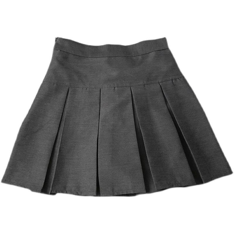 Fitted Short Skirt High-waisted Skirt Grey Wool Skirt for Women Autumn Winter Petite Casual All-match Versatile Pleated Skirt A-line