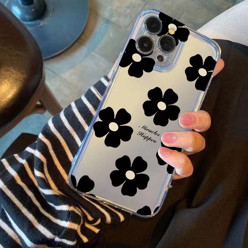 Black Rose Floral Clear Phone Case for iPhone 17 Air 16 15 14 11 Pro Max Plus 13 12 Mini 8 X Soft Transparent Cover