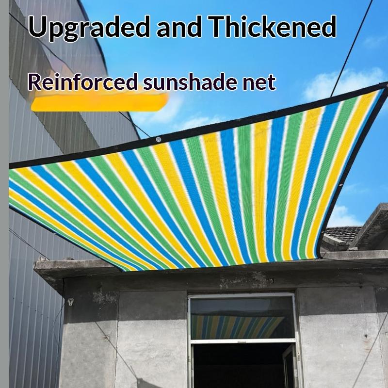 Colorful Striped Sun Shade Net High-Density Breathable Mesh Sunshade Sails Tent For Patio Garden Camping Sun Shade Net
