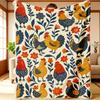 1pc a Colorful Chicken And Floral Rooster Flannel Blanket Warm And Lightweight Perfect for Use On a Sofa Bed During Travel Or Outd