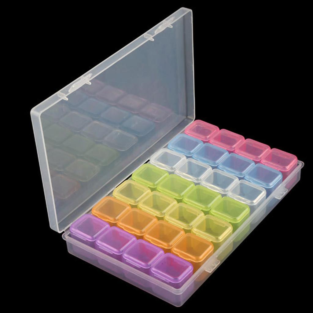 1pc 28/32/48/56/64 Slots Plastic Storage Box, DIY Diamond Painting Beads Charms Jewelry Accessories Organizer Box
