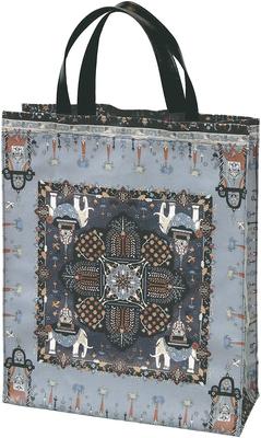 Yamamoto Jin Shoten Large Leather Hand Tote Bag, Marrakech, Gray/Black [5470-10-G/A], Made In Japan, Japanese Pattern, Inbound Souvenir
