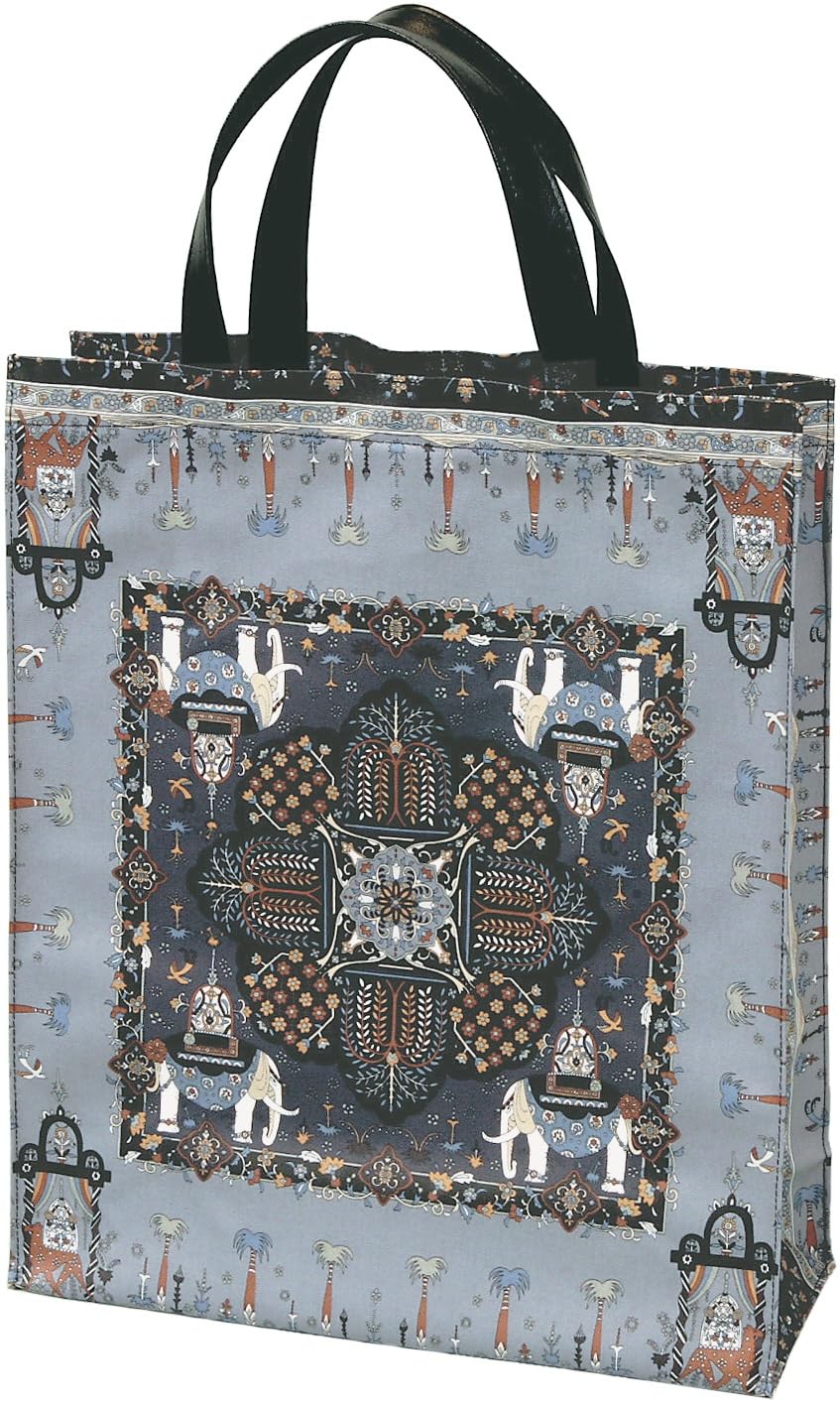 

Yamamoto Jin Shoten Large Leather Hand Tote Bag, Marrakech, Gray/Black [5470-10-G/A], Made in Japan, Japanese Pattern, Inbound Souvenir