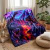 Dinosaur World Lava and Light Blanket Personalized Name Flannel Blanket Soft Cozy Plush Throw for Sofa Bed Lightweight Home Decor