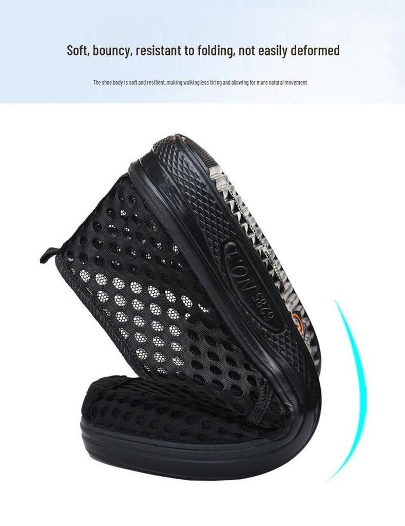 Atmungsaktive Mesh-Sandalen für Herren im Sommer für mittlere und ältere Menschen - Rutschfest, Geschlossene Zehenpartie, Freizeit-Schuhwerk