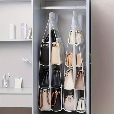 Space-Saving Multi-Layer Hanging Organizer for Handbags and Purses, Durable Polyester, Ideal for Wardrobe Storage
