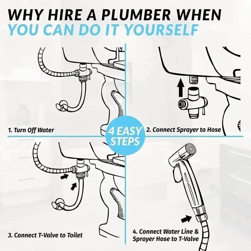 Stainless Steel Sprayer Gun Hand Handheld Toilet Faucet Sprayer Held Bidet Spray Bathroom Self Cleaning Shower Head Hand Faucet