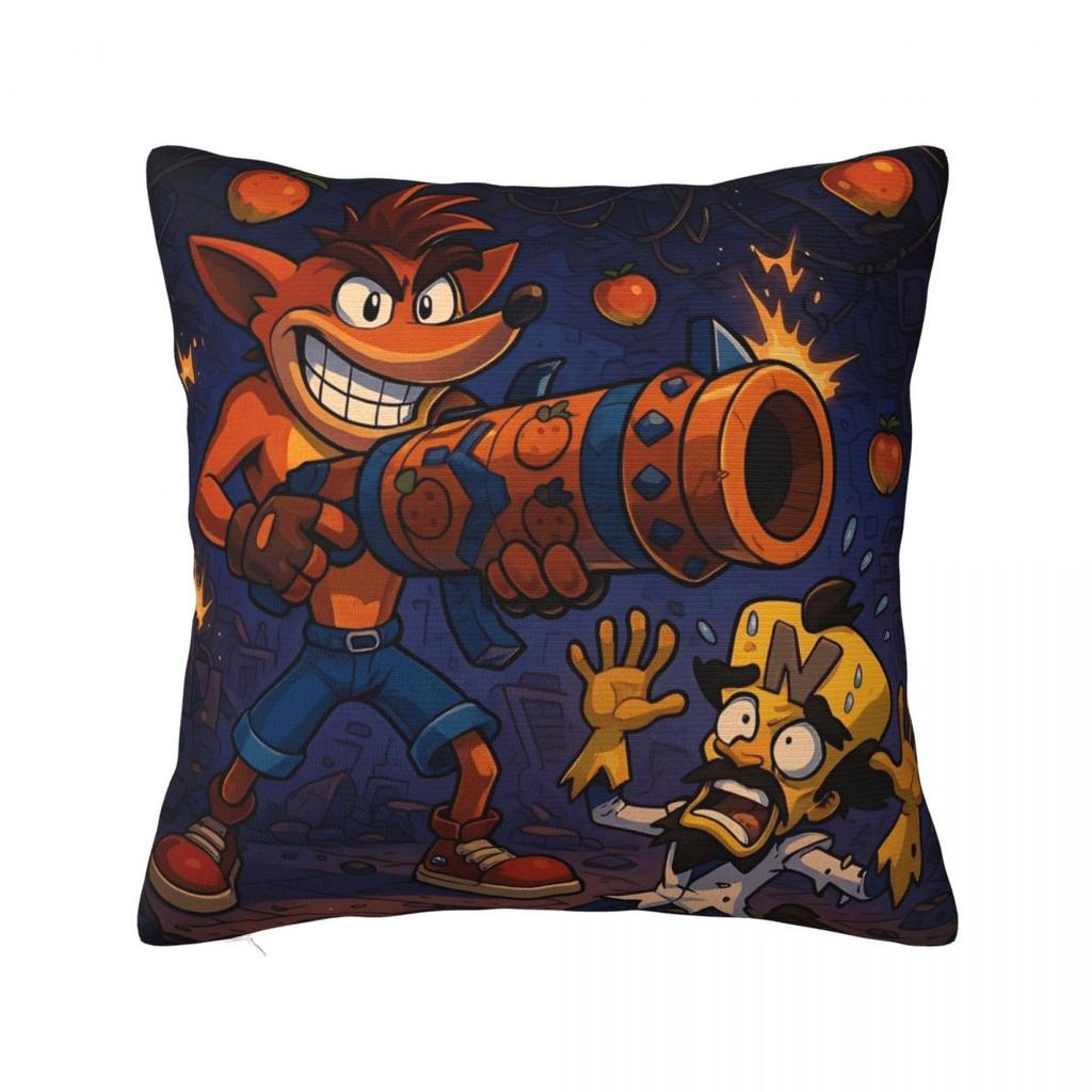 Crashs Bandicoots Cartoon Pillow Covers Merchandise Soft Cushion Cover Decoration Video Game Pillow Case Home Multiple Sizes