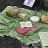 1Pcs 100×150Cm Linen Lace Red Checkered Picnic Mat Outdoor Camping Atmosphere Grass Land Blanket Tablecloth Outing Car Trunk Mat