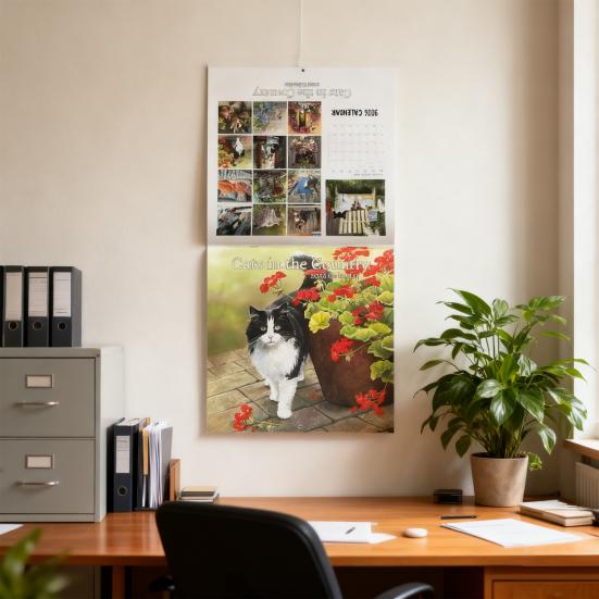 Kočky na venkově 2026 Kalendář 12 měsíců Leden až Prosinec Měsíční Týdenní Plánovač