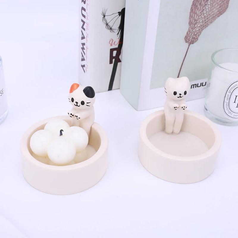 Cartoon Kitten Candle Holder Warming Paws Cute Scented Light Holder Cute Grilled Cat Aromatherapy Candle Holder Desktop Ornamen