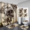 Jack Skellington Pattern Shower Curtain Halloween Christmas Cool Fashion Skull Floor Mat Rugs Toilet Cover Set Bath Accessories