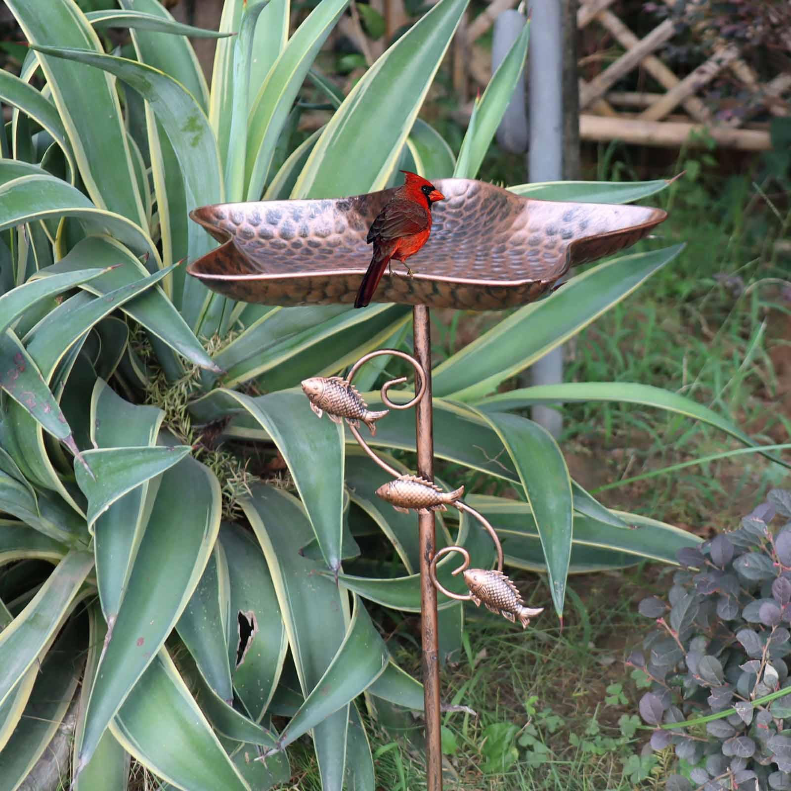

Star Bird Bath Bowl Feeder Tray Landscape with Garden Stake Water for Park Courtyard