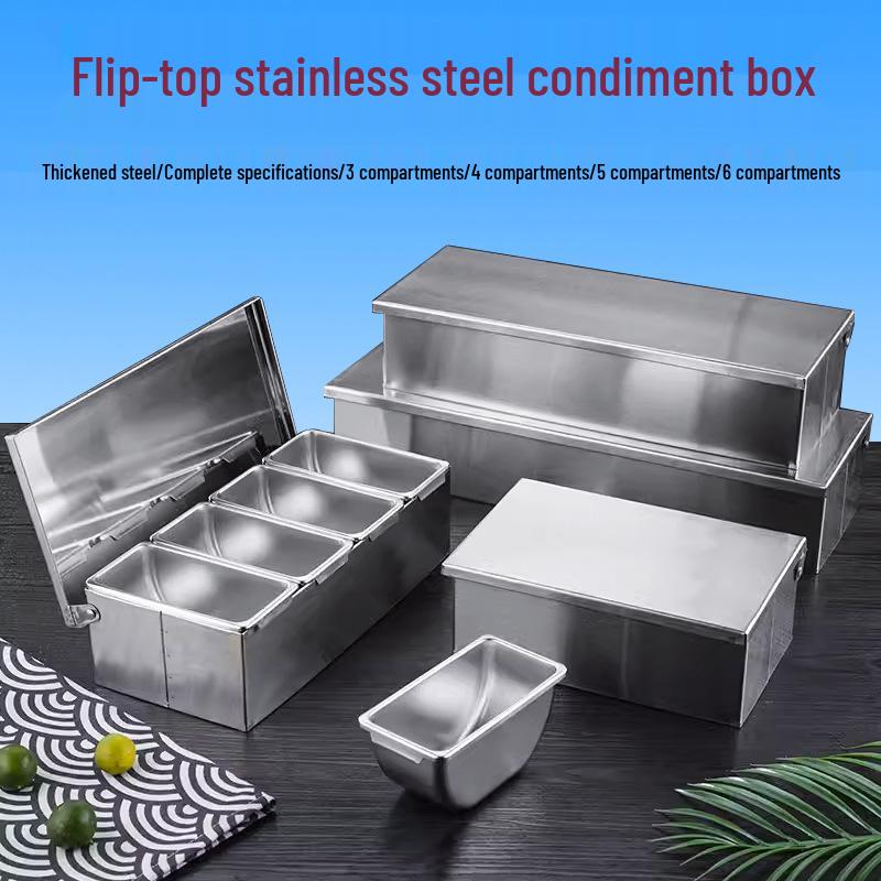 Gewürzbox aus Edelstahl mit Klappdeckel für Küchen- und Restaurantgebrauch