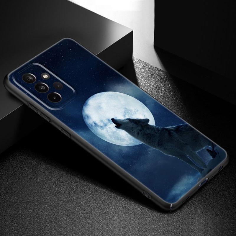 Moon Wolf Howl Phone Case For Samsung Galaxy A21 A30 A50 A52 S A13 A22 A32 A33 A53 A73 5G A11 A12 A31 A51 A70 A71 A72 Cover