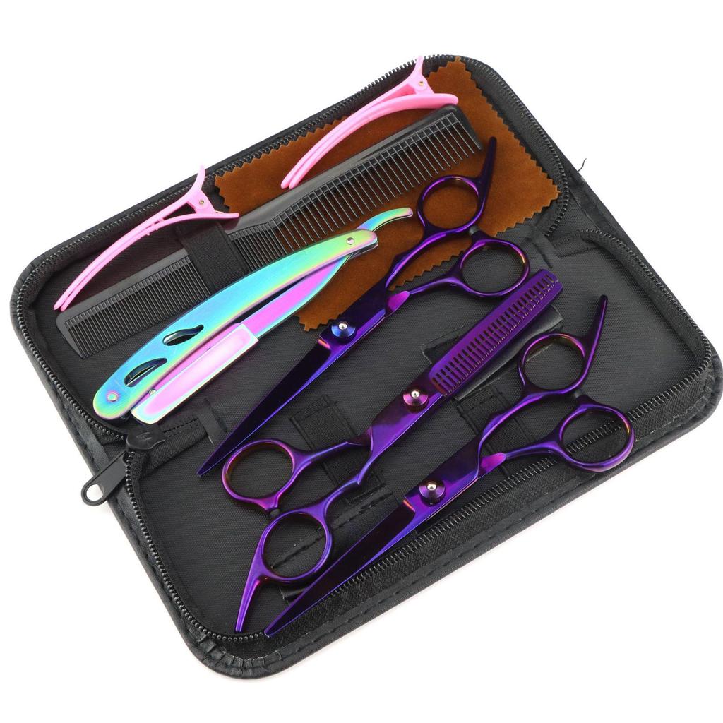 Professional 6" Straight & Thinning Hair Scissors Set for Adults & Kids Haircuts & Bangs