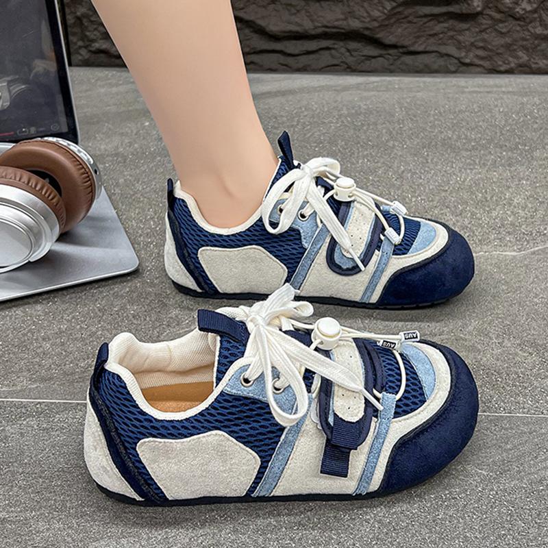 Fashion Fashion Mix Color Velcro Strap Sneakers Women 2025 Autumn Cute Round Toe Flat Heel Casual Shoes Soft Non Slip Sports Sneakers