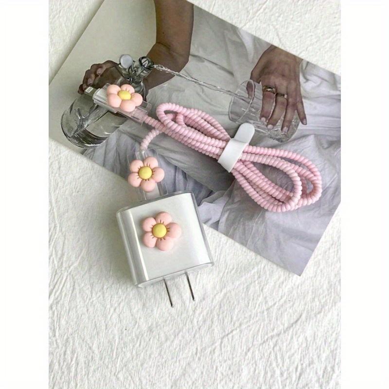 6pcs 3D Flower Shaped Apple Charger Case, Data Cable Organizer, Set Of Storage Bags