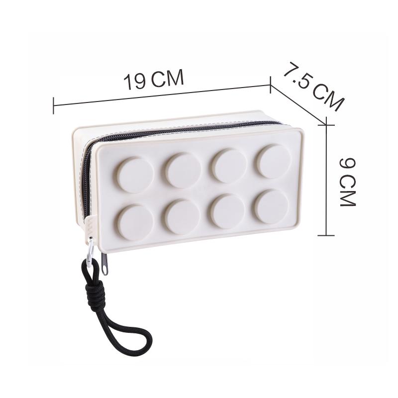 

Creative Building Block Shaped Handbag Pen Storage Bag with Rope Portable Stationery Organizer Pencil Case Sundries Organizer белый