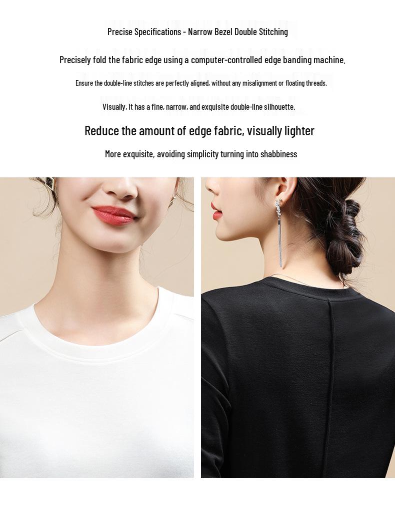 Women's Tencel Wool Slimming Base Layer Shirt - Round Neck, Long Sleeve, Spring/Winter Style, Skin-Friendly & Elastic Fit (2025).