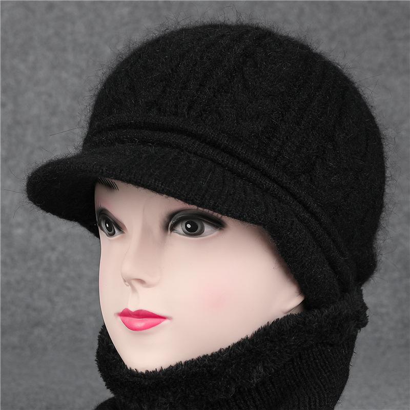 Duck Tongue Elderly Hat Granny Autumn Winter Rabbit Woolen Hat Knitted Warm Pot Hat Middle aged Mother with Velvet