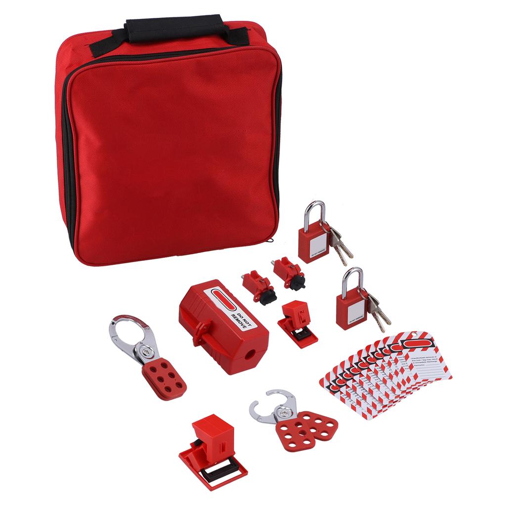 Electrical Lockout Tagout Kit Hasps Safety Padlocks Circuit Breaker Locking Plug Lockout with Storage Bag