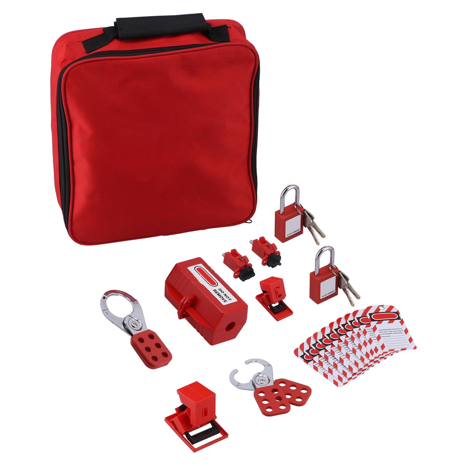 

Electrical Lockout Tagout Kit Hasps Safety Padlocks Circuit Breaker Locking Plug Lockout with Storage Bag