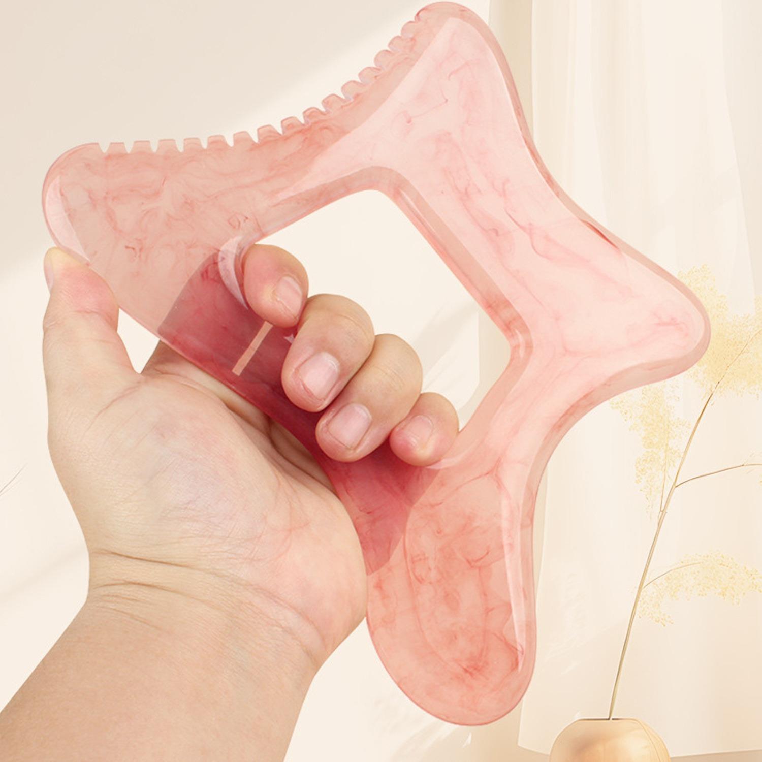 

D-Shape Extra-Large Resin Gua Sha Board – Full Body Scraping Massage Tool for Women‘s Body Shaping, Back, Legs & Face рожевий