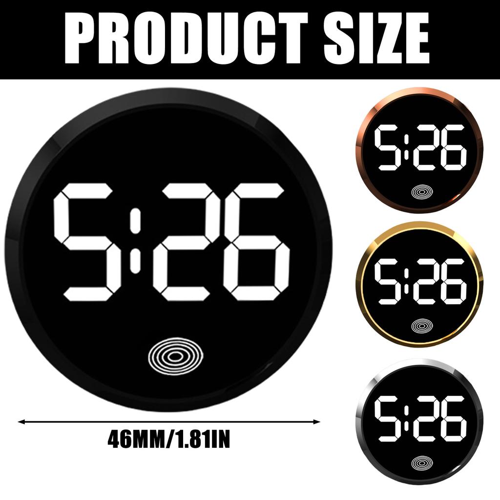 Car LED Digital Clock with Temperature Display Easy Installation Magnetic Back Round Clock for Dashboard or Consoles