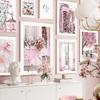 Paris Cherry Blossoms Rose Pavilion Bicycle Wall Art Canvas Painting Posters & Prints Hotel Cafe Pictures for Living Room Decor