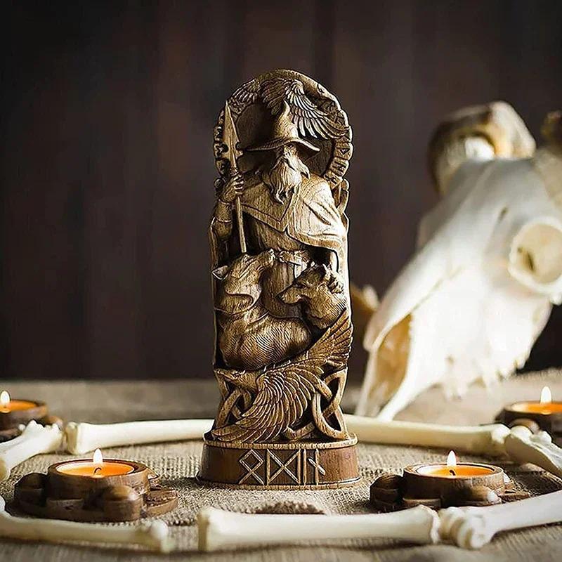 Socha bohů vikingů Skandinávský panteon Pryskyřice Ornamenty Socha Freyja Freya Norští bohové Řezba Oltář Pohan Asatru
