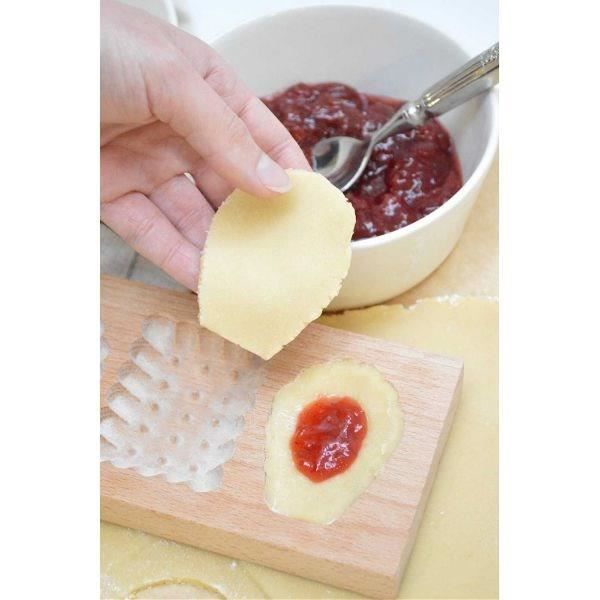 Wooden Mold for Filled Cookies - SCRAPCOOKING - Small Cookies - 3 Cavities - 20x10x2cm