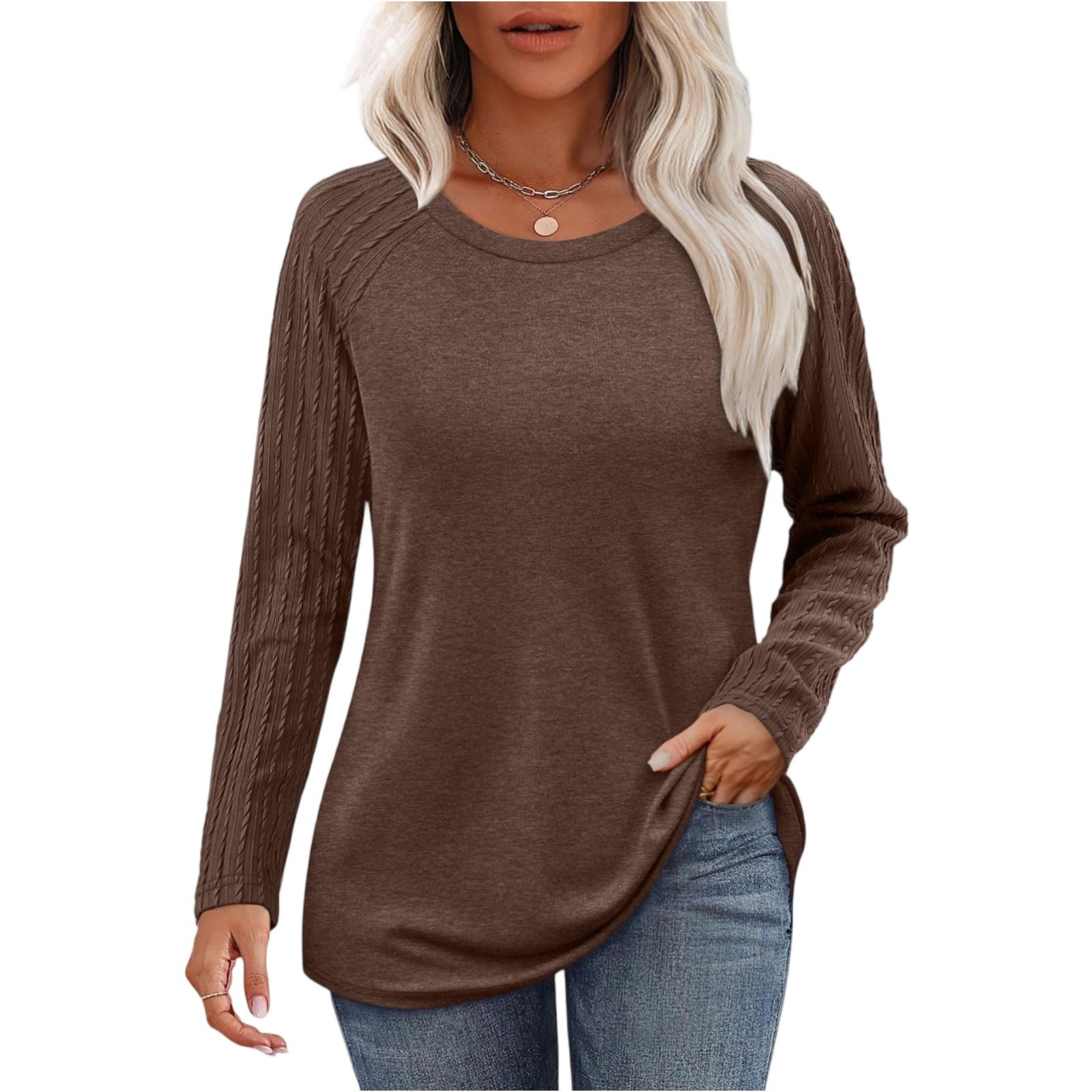 

Women s Solid-color Fashionable Long-sleeved Top XL верблюд