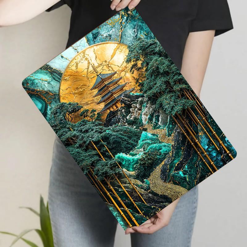

Chinese Zen Landscape Metal Wall Art Japanese Pagoda Scenery Iron Decor Painting 20x30cm（7.8x11.8inch）
