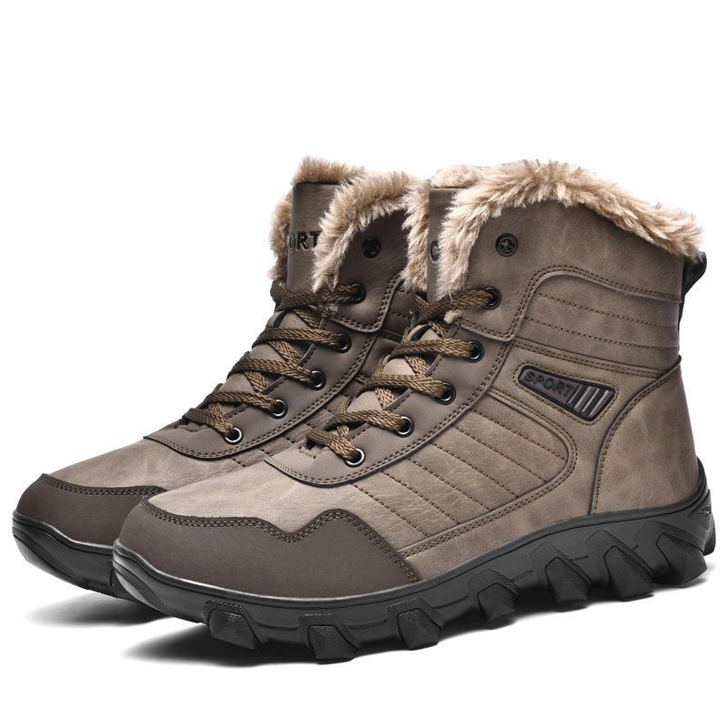 Men's High-Top Non-Slip Waterproof Winter Snow Boots with Velvet Lining