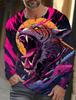 Męski T-shirt z długim rękawem z grafiką tygrysa dla mężczyzn Odzież Casualowy Top Koszulka Moda Zwierzę 3D Pełny Nadruk Streetwear