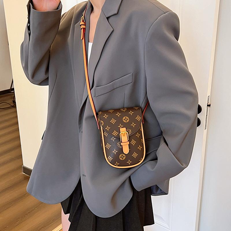 Exquisite Mobile Phone Bag Women's New High-end Printed Shoulder Bag Retro Versatile Small Square Bag Trendy Messenger Bag