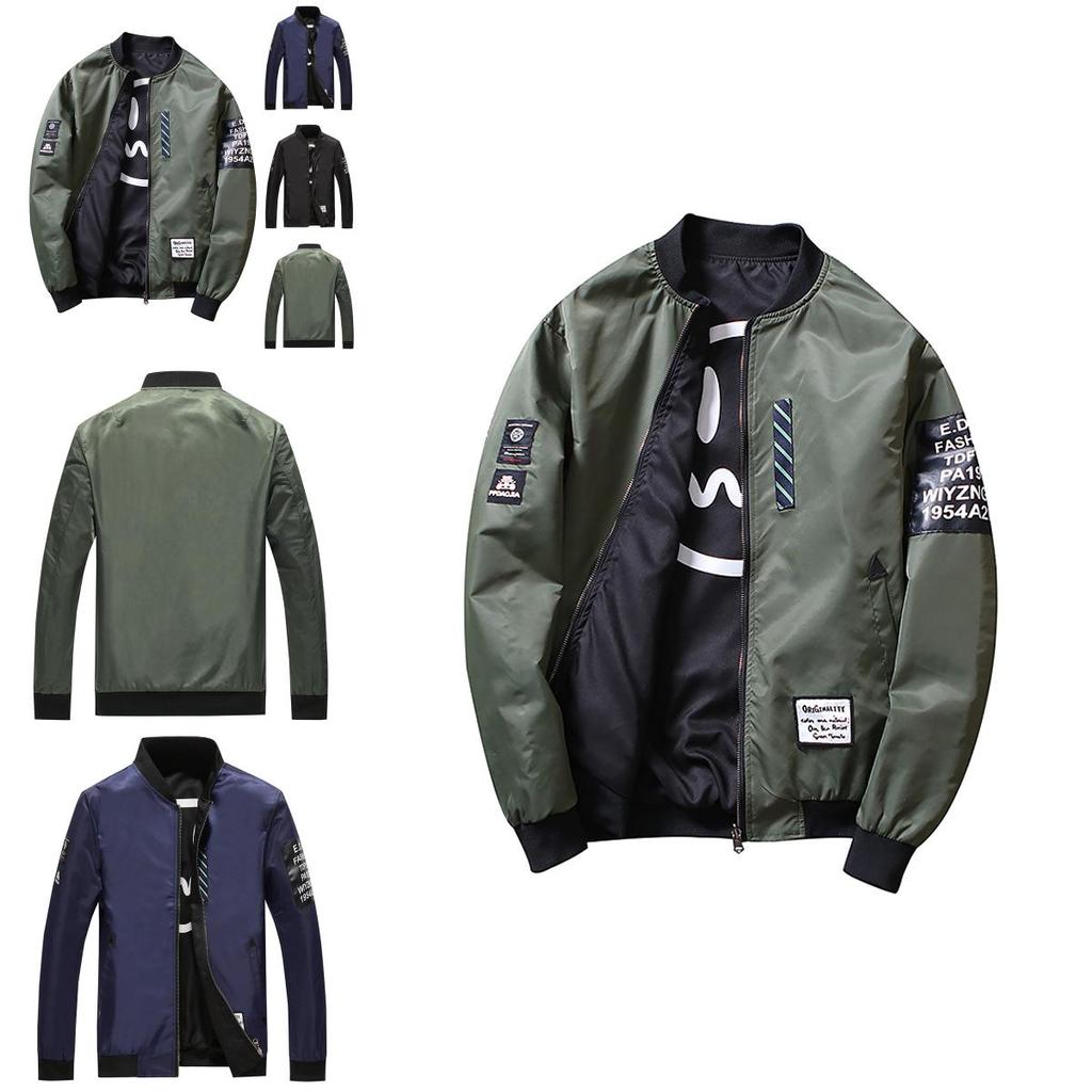 Premium Quality Mens Jacket Ma1 Army Smiling Face Reversible Bomber Jacket Coat