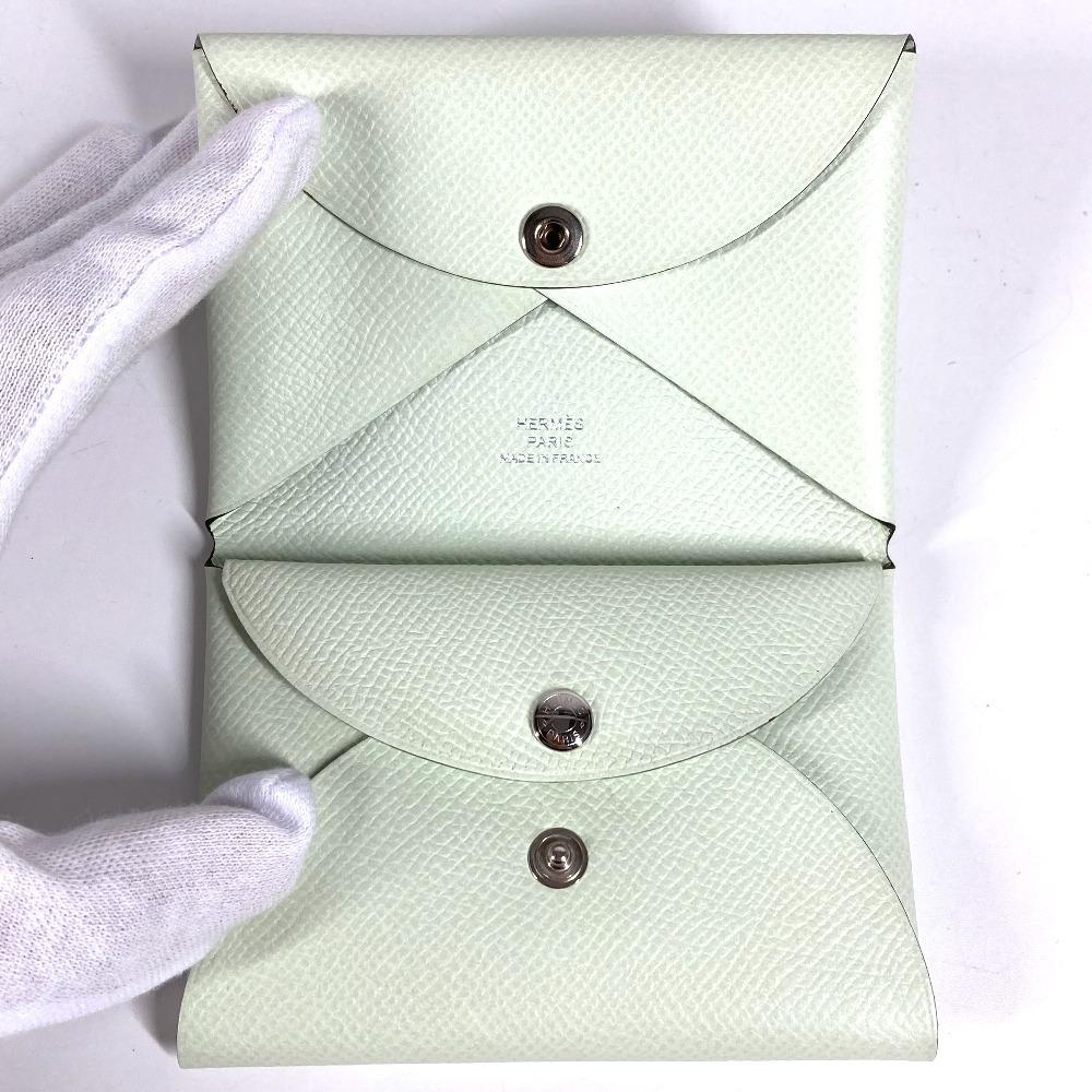 Hermes Bifold Slim Calvi Duo Card Case Coin Compartment  Wallet Coin Purse