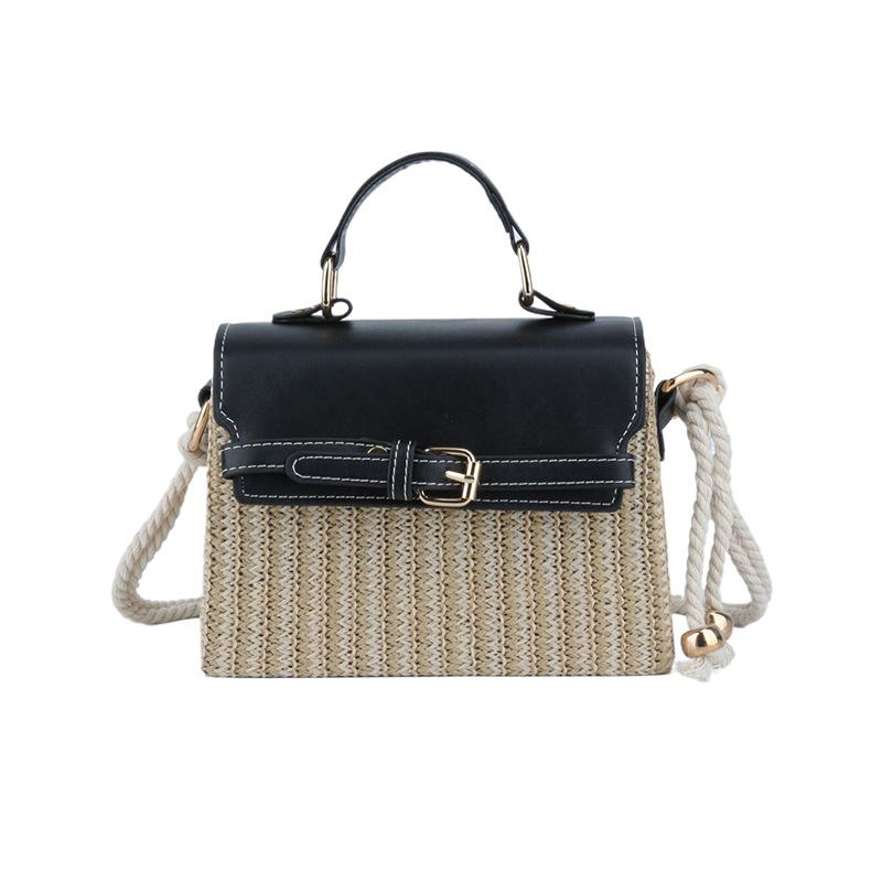

Fashion textured straw bag, new literary weaving, simple shoulder crossbody small square bag, portable Kelly bag