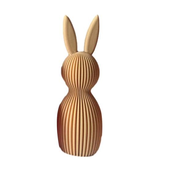 1/2Pcs Easter Bunny Figurine 3D Printed Ribbed Rabbit Statue Sculpture Home Office Holiday Party Table Centerpiece Decoration