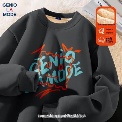 GENIOLAMODE Herren Winter Fleece-gefüttertes Rundhals-Sweatshirt