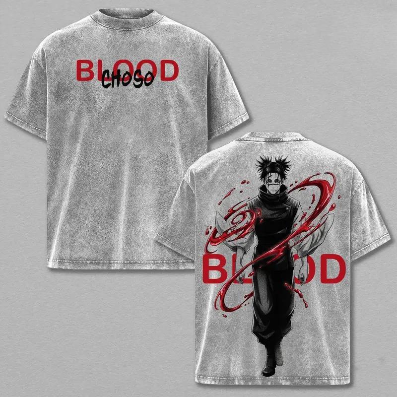 

Аниме Jujutsu Kaisen Чосо Графическая футболка Мужская Женская Футболки из стираного хлопка Винтажная Повседневная одежда Харадзюку Мужская Свободная футболка S серый