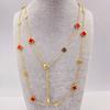 Titanium Steel 9MM Four-leaf Flower 20 Flowers Sweater Chain 90CM Double-sided Lucky Four-leaf Clover Necklace Spring Fall and Winter Necklace