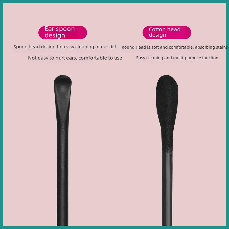 Double-Headed Black Cotton Swab with Paper Stick for Baby and Cosmetic Use